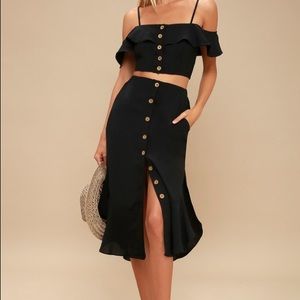 Malta Black Off-the-Shoulder Button-Up Two-Piece